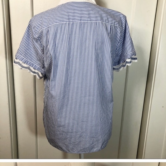 Karl Lagerfeld Large Blouse blue stripe lace - Picture 3 of 6